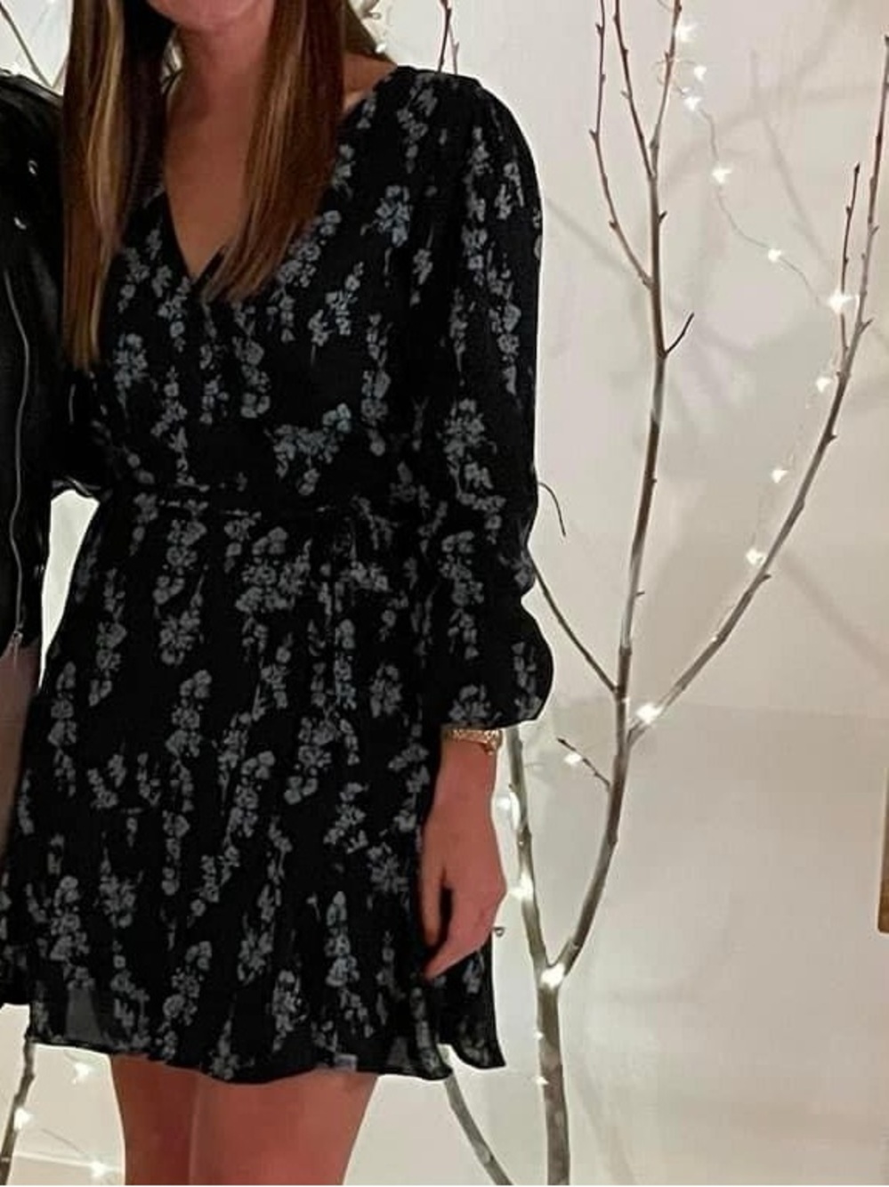 Navy Dress with Light Blue Floral Print